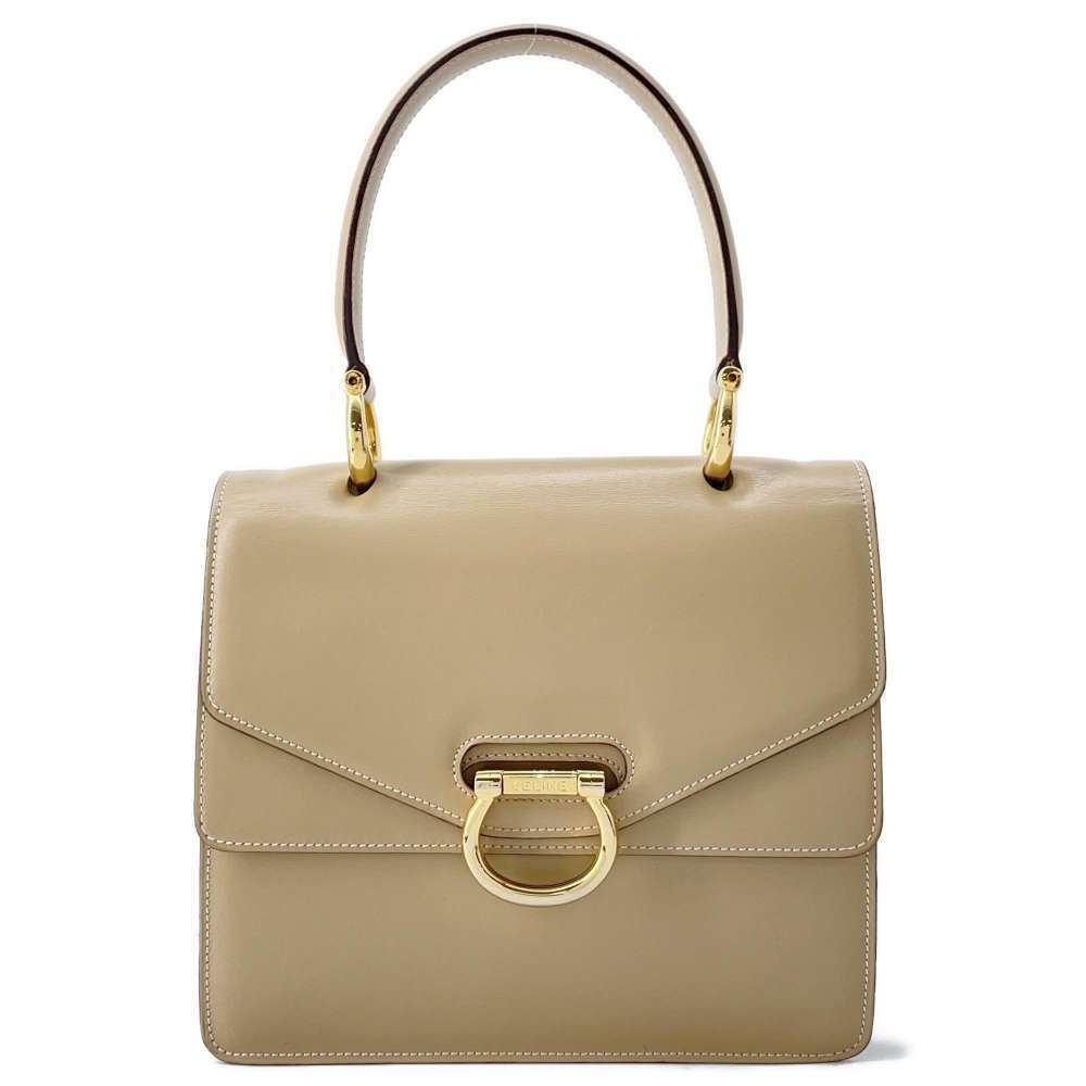 Celine handbag logo double flap leather bag